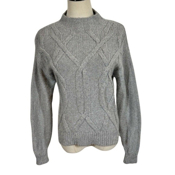 Everlane The Cable Mockneck Gray Wool Sweater Size XXS - Picture 2 of 6